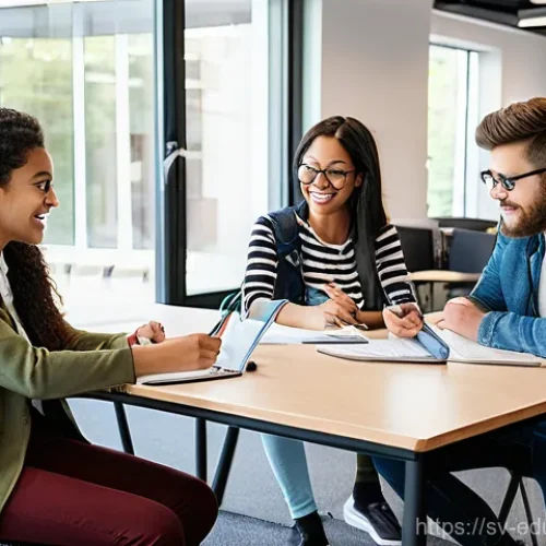 Home 31 스킬 기반 교육 모델에서의 피어 리뷰 활용 - **Prompt 1: Empowering Peer Feedback Session**
"A group of four diverse university students (age...